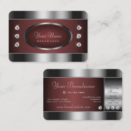 Noble Silver och Burgundy med mousserande diamante Visitkort