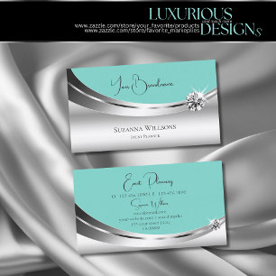 Noble Silver och Teal med Gnistra Diamond Elegant Visitkort