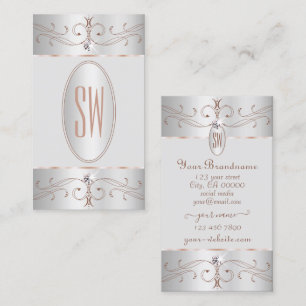 Noble Silver Ro Guld Ornamate Ornamate Monogram Visitkort