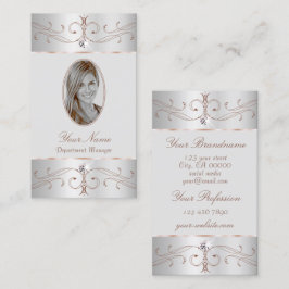 Noble Silver Ro Guld Ornate Ornamate med Photo Visitkort