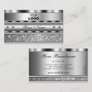 Noble Silver Sparkling Glitter med Logotyp Diamond Visitkort