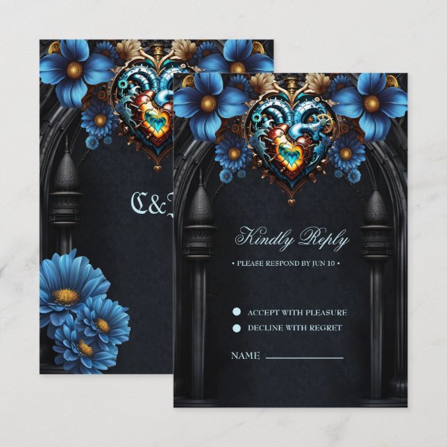 Noble steampunk hjärta OSA kort (Fram/baksida)