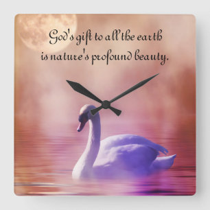 Noble Svan Fyrkantig Klocka