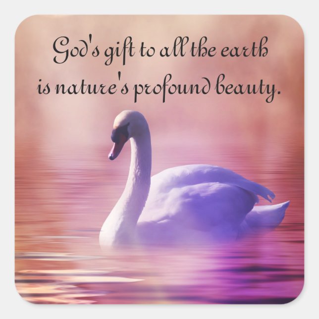 Noble Svan Fyrkantigt Klistermärke (Framsida)