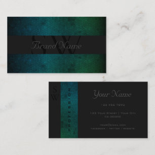 Noble Teal Grönt Gradient Mönster med monogram Visitkort