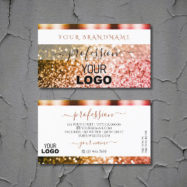 Noble White Orange Rosa Sparkling Glitter Add Logo Visitkort