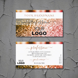 Noble White Orange Rosa Sparkling Glitter Add Logo Visitkort