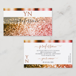 Noble White Orange Rosa Sparkling Glitter Monogram Visitkort