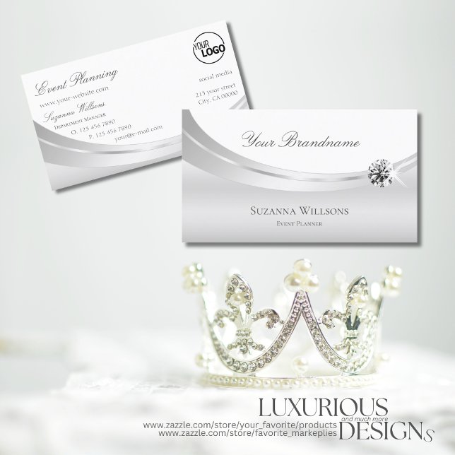 Noble White Silver dekorerad med Logotyp och Diamo Visitkort (Skapare uppladdad)