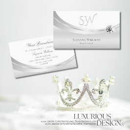 Noble White Silver med Monogram och Gnistra Jewel Visitkort