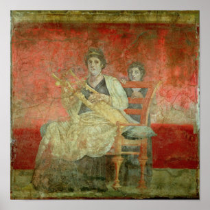 Noblekvinna som spelar en Cithera Poster