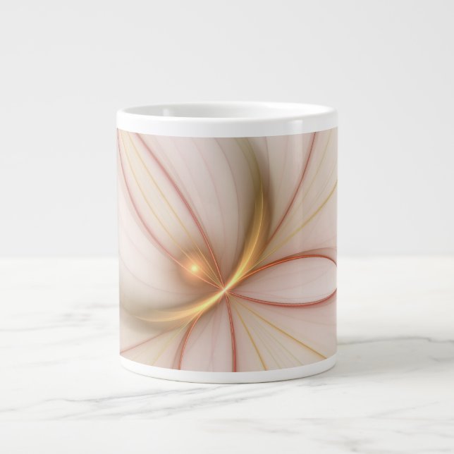 Nobly Copper and Guld Abstrakt Modern Fractal Art Jumbo Mugg (Framsidan)
