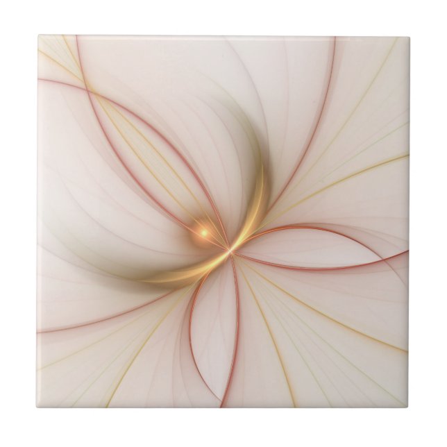 Nobly Copper and Guld Abstrakt Modern Fractal Art Kakelplatta (Framsidan)