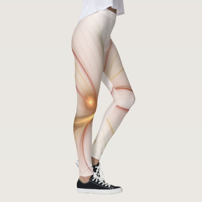 Nobly Copper and Guld Abstrakt Modern Fractal Art Leggings (Höger)