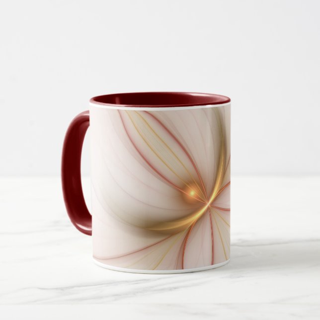 Nobly Copper and Guld Abstrakt Modern Fractal Art Mugg (Framsida vänster)