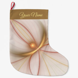 Nobly Copper Guld Abstrakt Modern Fractal Art Namn Stor Julstrumpa
