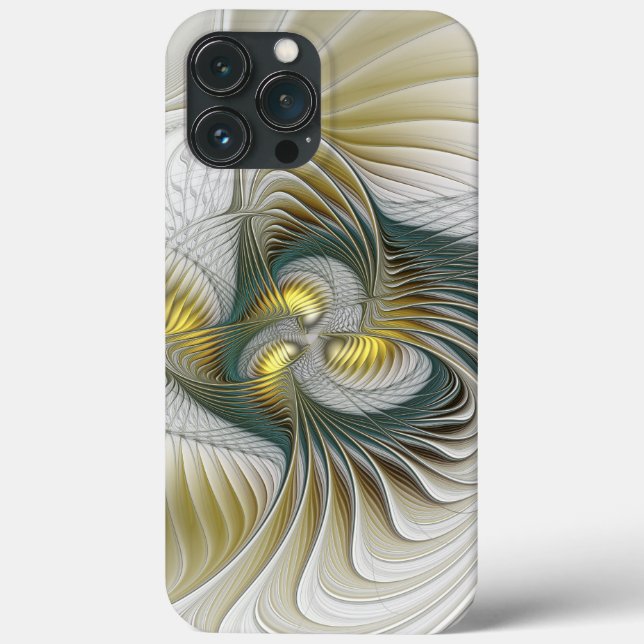 Nobly Golden Teal Abstrakt Fantasy Fractal Art (Baksida)