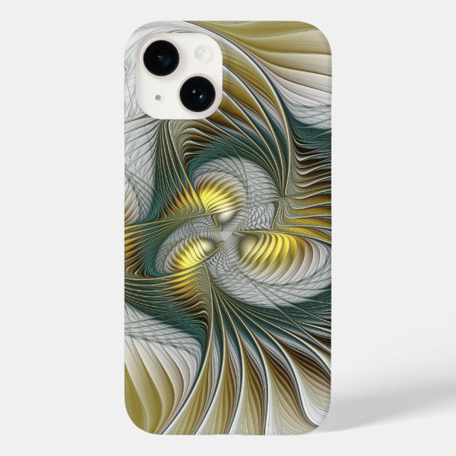 Nobly Golden Teal Abstrakt Fantasy Fractal Art (Baksida)