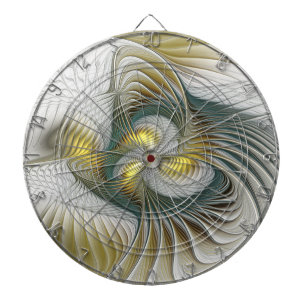 Nobly Golden Teal Abstrakt Fantasy Fractal Art Darttavla