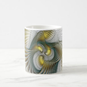 Nobly Golden Teal Abstrakt Fantasy Fractal Art Kaffemugg