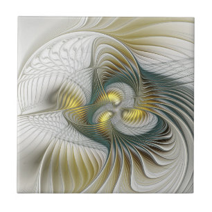 Nobly Golden Teal Abstrakt Fantasy Fractal Art Kakelplatta