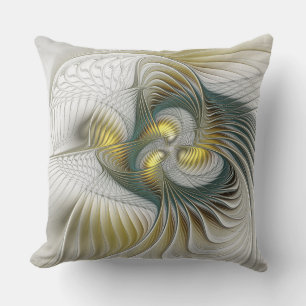 Nobly Golden Teal Abstrakt Fantasy Fractal Art Kudde