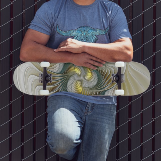 Nobly Golden Teal Abstrakt Fantasy Fractal Art Mini Skateboard Bräda 18,5 Cm (Utomhus 3)