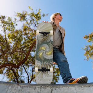 Nobly Golden Teal Abstrakt Fantasy Fractal Art Mini Skateboard Bräda 18,5 Cm