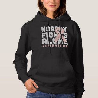Nobody Fights Alone Peach Ribbon Uterine Cancer Su T Shirt