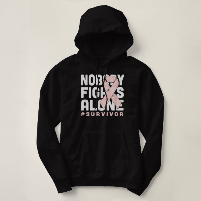 Nobody Fights Alone Peach Ribbon Uterine Cancer Su T Shirt (Design framsida)