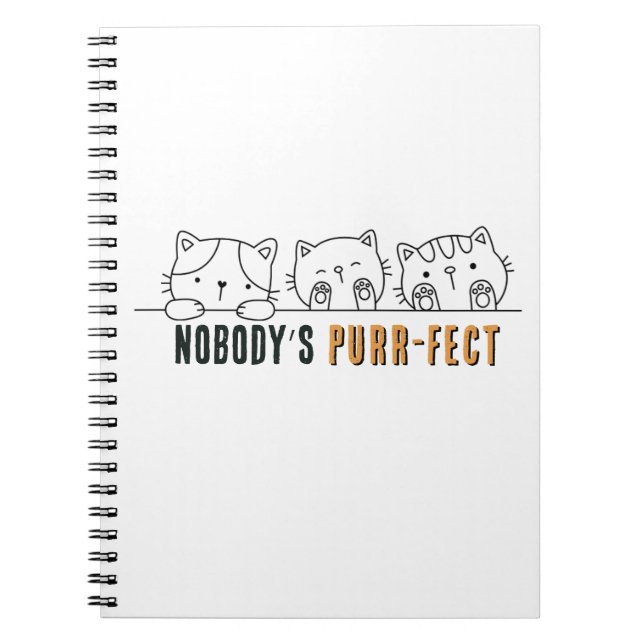 Nobody's Purr-fect Notebook (6.5" x 8.75") Anteckningsbok (Framsidan)