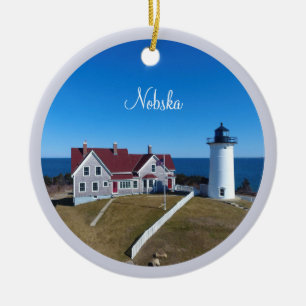 Nobska fyr Cape Cod-jul Julgransprydnad Keramik