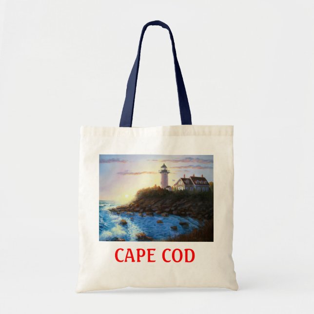 Nobska fyr Cape Cod Massachusetts Tote Bag Tygkasse (Framsidan)
