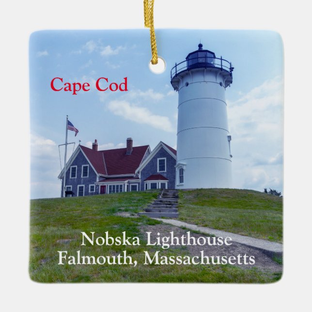 Nobska Lighthouse Cape Cod MORSA Julgransprydnad Keramik (Framsida)