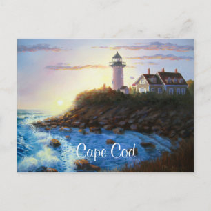 Nobska Lighthouse Cape Cod MORSA Painting Postcard Vykort