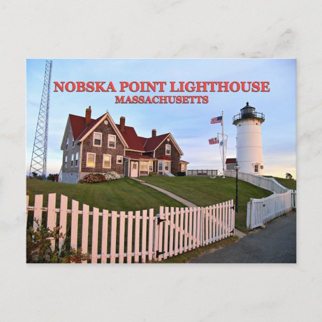 Nobska Point Lighthouse, Massachusetts Postcard Vykort (Framsida)