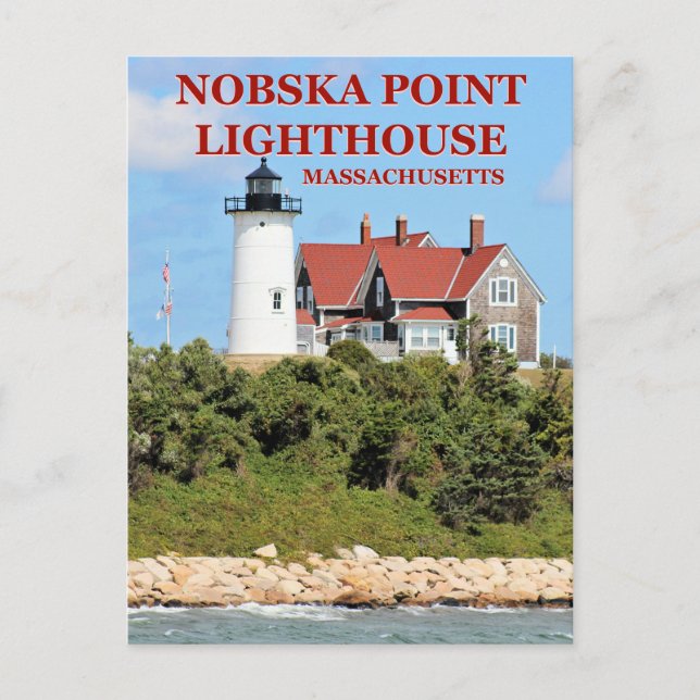 Nobska Point Lighthouse, Massachusetts Postcard Vykort (Framsida)