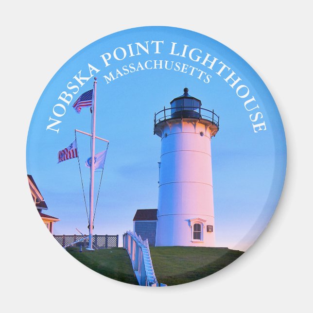 Nobska Point Lighthouse Massachusetts Round Magnet (Framsidan)