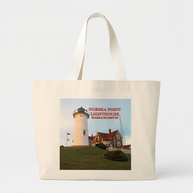 Nobska Point Lighthouse, Massachusetts Tote Bag Jumbo Tygkasse (Framsidan)
