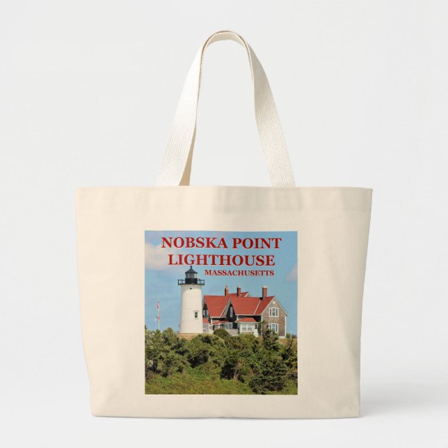 Nobska Point Lighthouse, Massachusetts Tote Bag Jumbo Tygkasse (Framsidan)