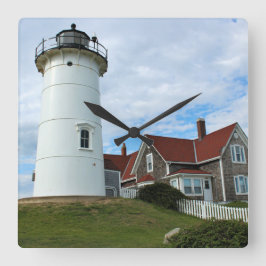 Nobska Point Lighthouse, Massachusetts Wall Clock Fyrkantig Klocka