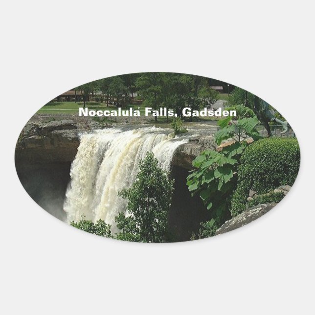 Noccalula Falls, Gadsden, Alabama Ovalt Klistermärke (Framsida)
