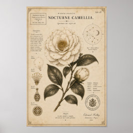Nocturne Camellia Victorian Botanical Museum Tryck