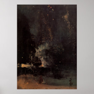 Nocturne i Svarta och Guld i fallande raketer Poster