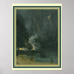 Nocturne in Black & Guld: Fallande Rocket 12 x 16 Poster