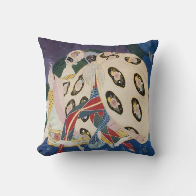 NOCTURNE MED MASKS/Art Deco Venetian Masqueraad Kudde (Framsida)
