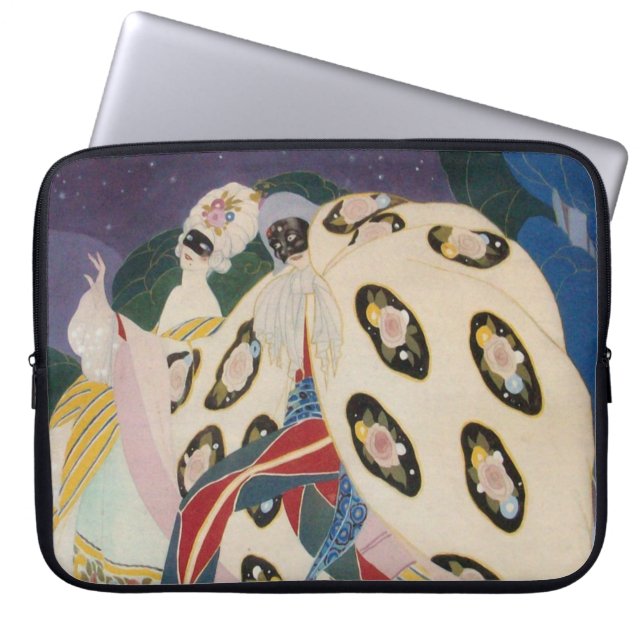 NOCTURNE MED MASKS/Art Deco Venetian Masqueraad Laptop Sleeve (Framsidan)