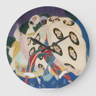 NOCTURNE MED MASKS/Art Deco Venetian Masqueraad Stor Klocka