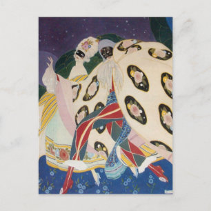 NOCTURNE MED MASKS/Art Deco Venetian Masqueraad Vykort