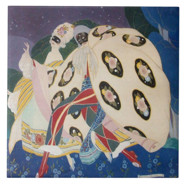 NOCTURNE MED MASKS/Venetian Masqueraad Kakelplatta (Framsidan)